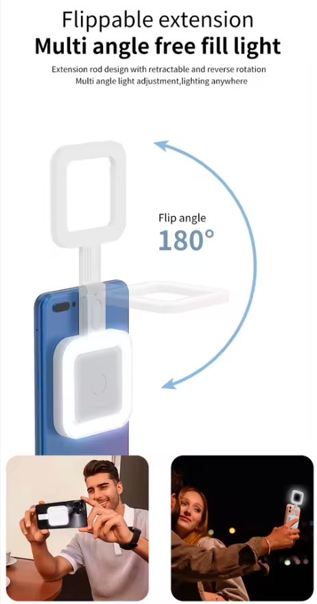 Magnetic Selfie Light for iPhone & Smartphones – Portable Rechargeable LED Light for TikTok, Selfies & Video Calls